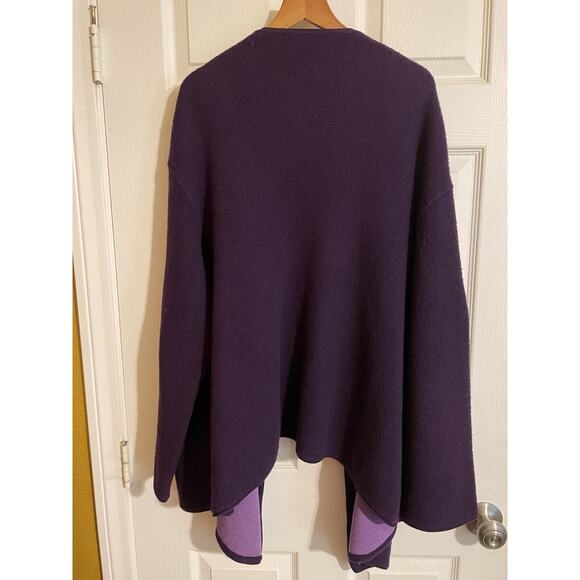 Eileen Fisher Two Tone Purple Lambs Wool & Cotton Blend Open Oversized Cardigan - Picture 7 of 15